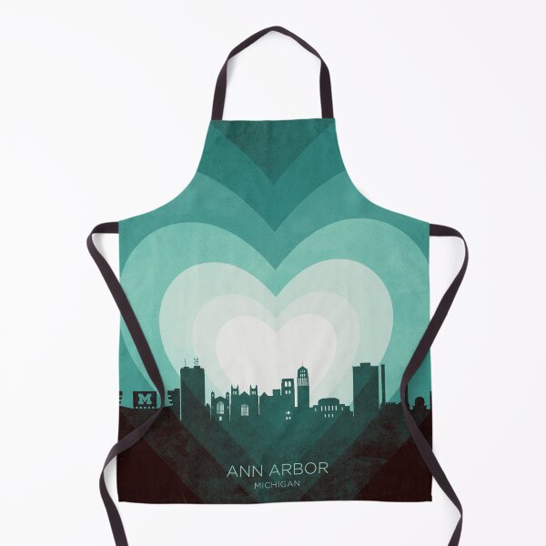 Item preview, Ann Arbor Michigan Skyline Hearts Teal designed and sold by ArtPrints.
