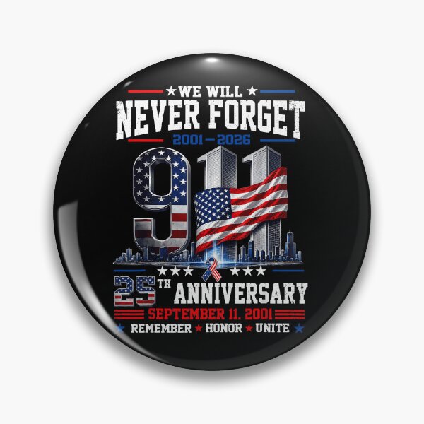 Item preview, We Will Never Forget 25th Anniversary 2001 2026 September 11 Twin Towers Memorial Fan Apparel designed and sold by Sendowart.