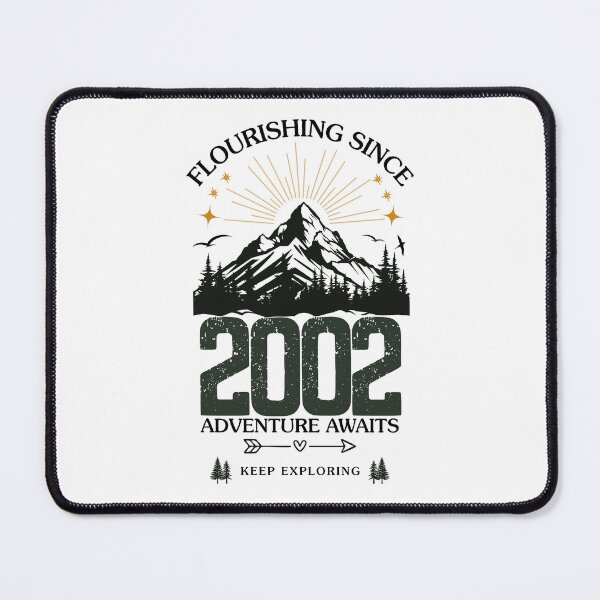 Item preview, 2002 Flourishing Since Mountain Adventure Birthday Design designed and sold by FlareCraftStudio.