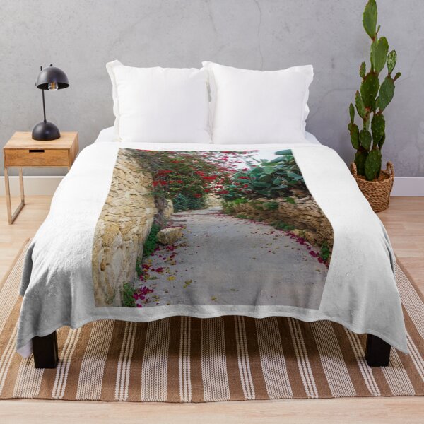 Item preview, Bougainvillea Covered Stone Alley With Red Door And Cactus In Warm Mediterranean Setting designed and sold by Nmallia.
