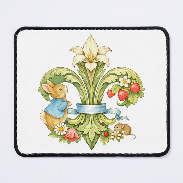 Item preview, Cute Bunny Floral watercolor Fleur de Lys heraldic symbol designed and sold by Anne Londez Studio.