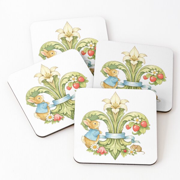 Item preview, Cute Bunny Floral watercolor Fleur de Lys heraldic symbol designed and sold by Anne Londez Studio.