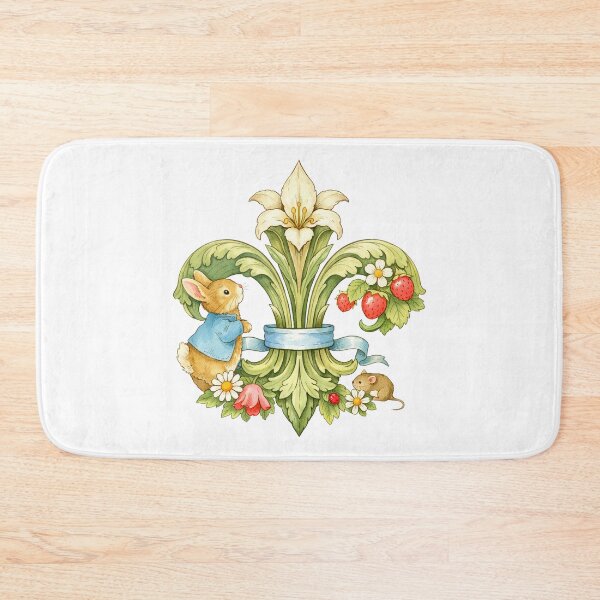 Item preview, Cute Bunny Floral watercolor Fleur de Lys heraldic symbol designed and sold by Anne Londez Studio.