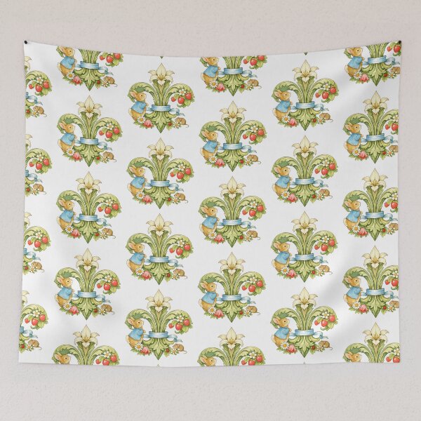 Item preview, Cute Bunny Floral watercolor Fleur de Lys heraldic symbol designed and sold by Anne Londez Studio.