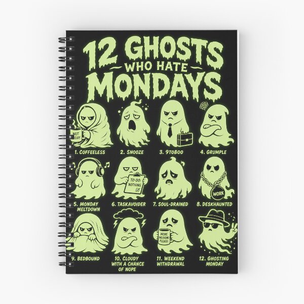 Item preview, 12 Ghosts Who Hate Mondays – Funny Spooky Ghosts | Monday Humor Design designed and sold by Jandedan.
