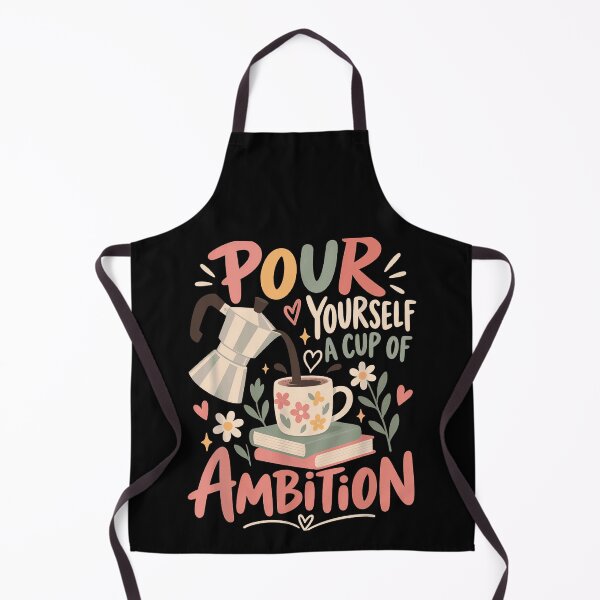 Item preview, Pour Yourself A Cup Of Ambition Coffee Books Flowers Motivational Quote Fan Apparel designed and sold by Sendowart.