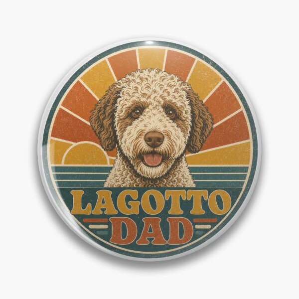 Artikelvorschau, Lagotto Romagnolo Retro Sonnenuntergang Emblem Lagotto Dad entworfen und verkauft von BoosterShop.