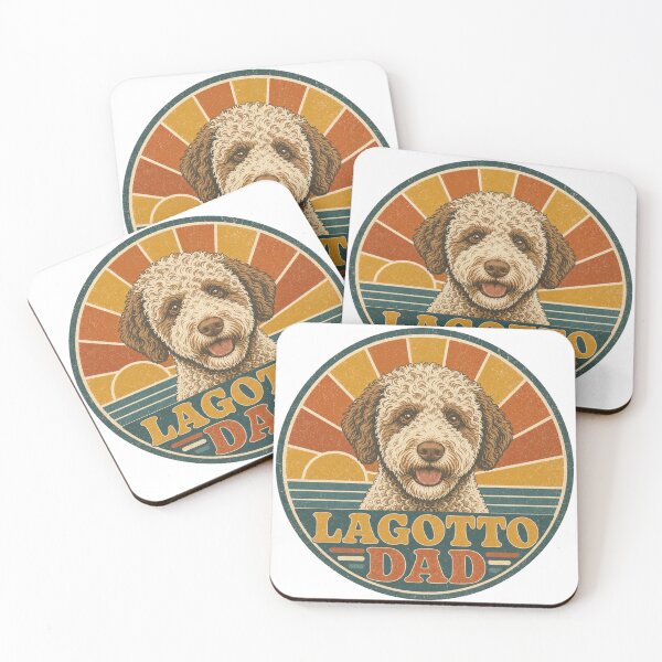 Item preview, Lagotto Romagnolo Retro Sunset Emblem Lagotto Dad designed and sold by BoosterShop.