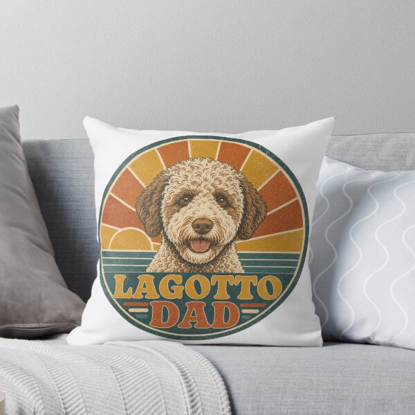 Item preview, Lagotto Romagnolo Retro Sunset Emblem Lagotto Dad designed and sold by BoosterShop.
