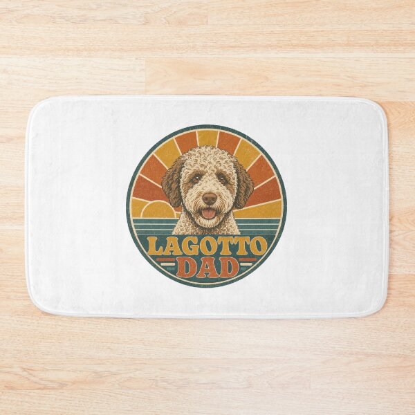 Item preview, Lagotto Romagnolo Retro Sunset Emblem Lagotto Dad designed and sold by BoosterShop.