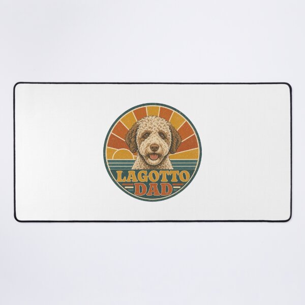 Item preview, Lagotto Romagnolo Retro Sunset Emblem Lagotto Dad designed and sold by BoosterShop.