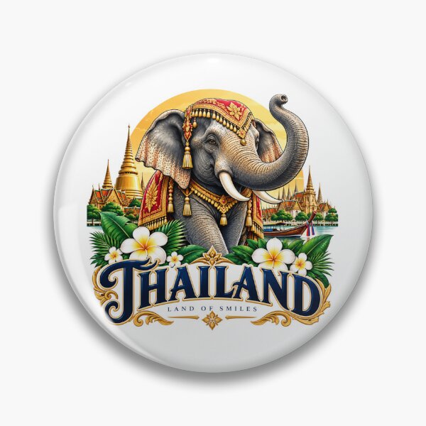 Item preview, Majestic Thai Elephant Golden Temple Landmark Emblem designed and sold by Nicha Studio.