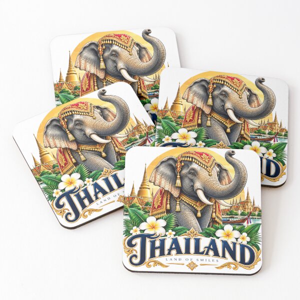 Item preview, Majestic Thai Elephant Golden Temple Landmark Emblem designed and sold by Nicha Studio.