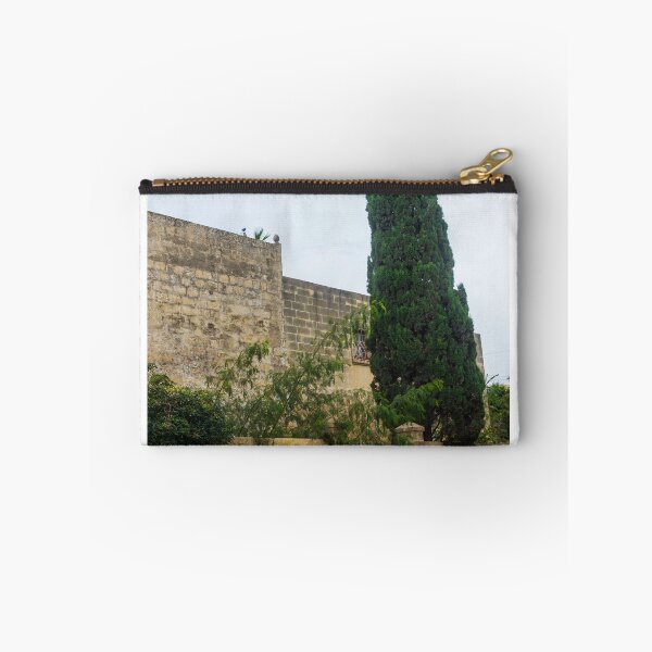 Item preview, Old Stone Wall, Tall Cypress Tree and Green Gate on Quiet Street Scene designed and sold by Nmallia.
