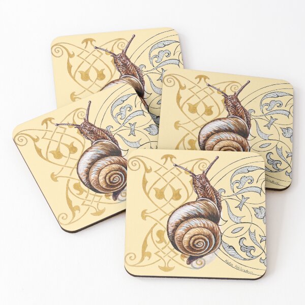Item preview, Land Snail on Medieval Calligraphy Background designed and sold by Nadya Neklioudova.