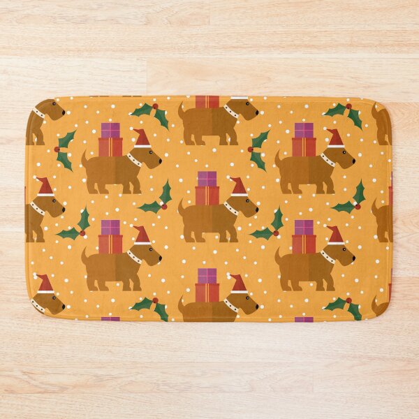 Item preview, Christmas dogs on orange designed and sold by reneesillus.