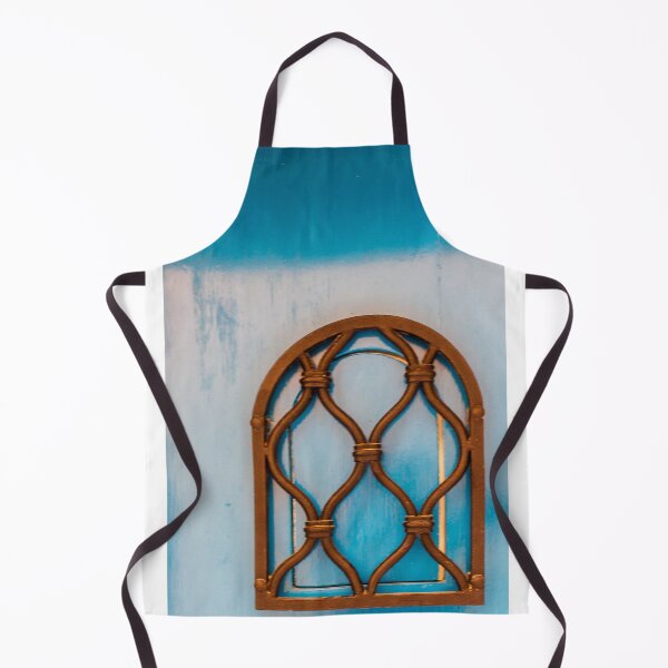 Item preview, Ornate Iron Window Grate On A Bright Blue Wall, Vintage Interior Decor designed and sold by Nmallia.