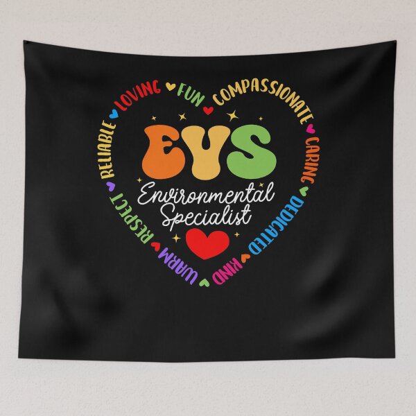 Item preview, EVS Environmental Specialist Heart Colorful Words Healthcare Worker Appreciation Fan Apparel designed and sold by Sendowart.