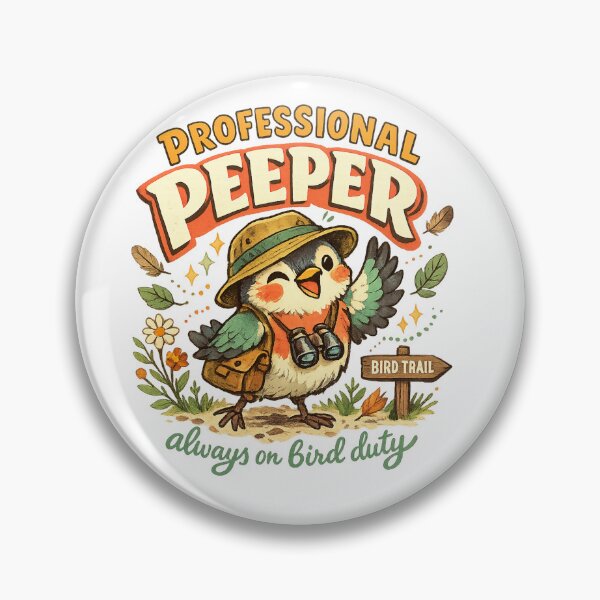 Item preview, Professional Peeper Birdwatcher Cute Bird Trail Nature Art Design Print designed and sold by inkoutninja.