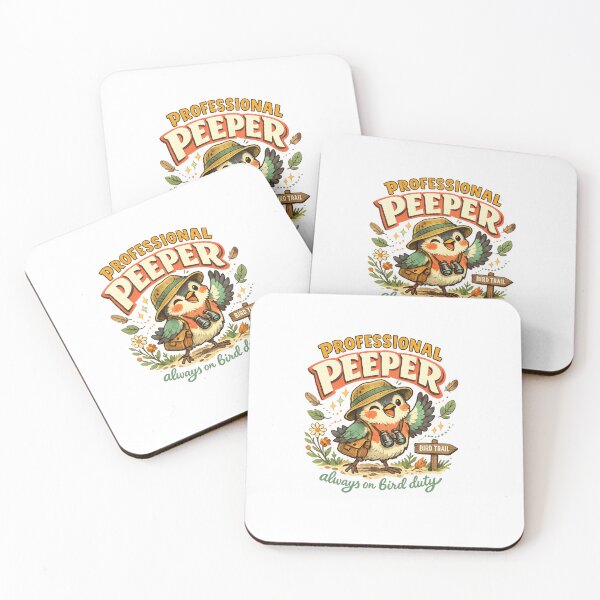 Item preview, Professional Peeper Birdwatcher Cute Bird Trail Nature Art Design Print designed and sold by inkoutninja.
