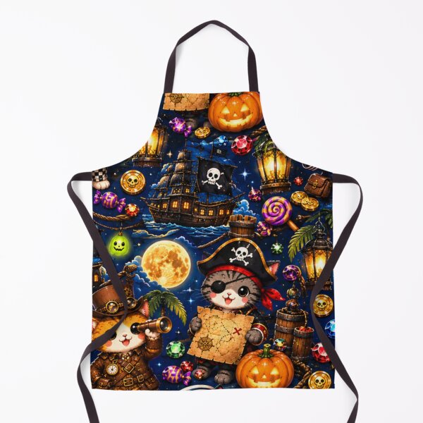 Item preview, Kawaii Halloween Pirate Cat Pattern – Cute Treasure, Pumpkins, Ghosts & Spooky Ocean Adventure Design designed and sold by ALH Apparel.