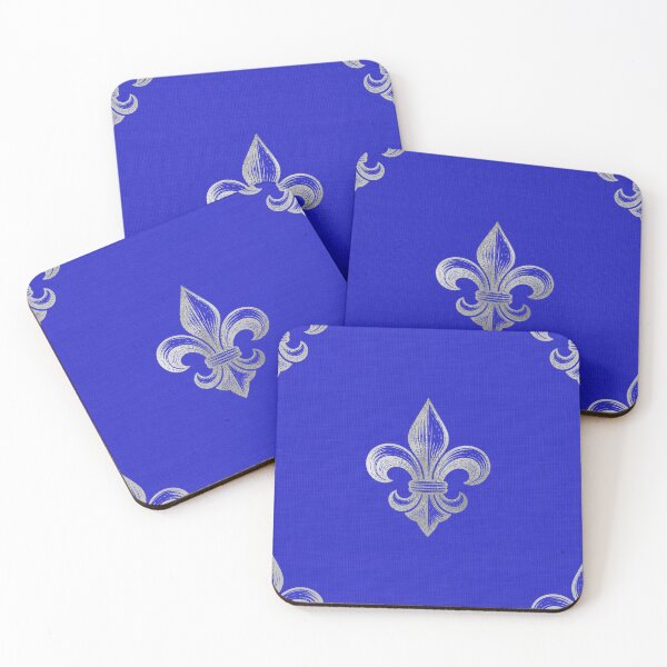 Item preview, Royal blue silver Fleur de Lys designed and sold by Anne Londez Studio.