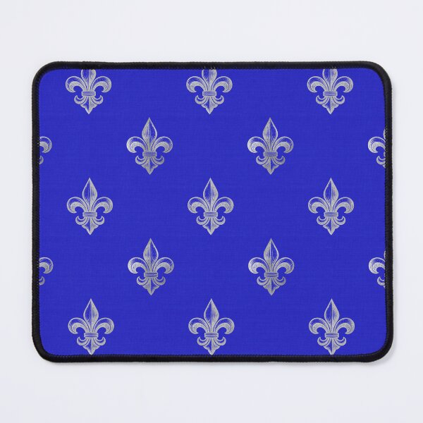 Item preview, Royal blue silver Fleur de Lys designed and sold by Anne Londez Studio.