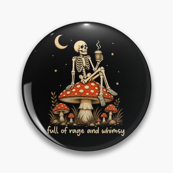Item preview, Full Of Rage And Whimsy Skeleton Coffee On Mushroom Moon Stars Gothic Cute Fan Apparel designed and sold by Sendowart.