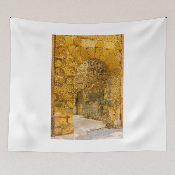 Item preview, Ancient Stone Archway Through Weathered Yellow Wall, Rustic Passage Into Old Stone Corridor designed and sold by Nmallia.
