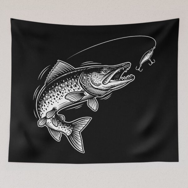 Item preview, Musky Fish Jumping For Fishing Lure designed and sold by Linework Studio.