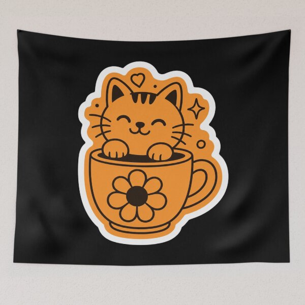 Item preview, Cute Kawaii Orange Cat in a Teacup designed and sold by Vision Crafted.