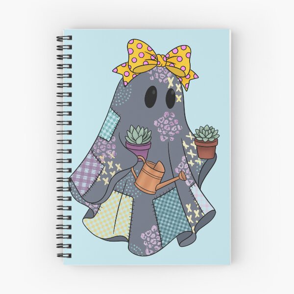 Item preview, Cozy Fall Ghost with Yellow Polka Dot Bow and Watering Can designed and sold by Ink & Kind Studio.