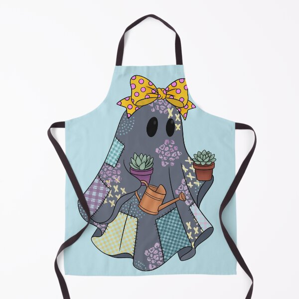 Item preview, Cozy Fall Ghost with Yellow Polka Dot Bow and Watering Can designed and sold by Ink & Kind Studio.