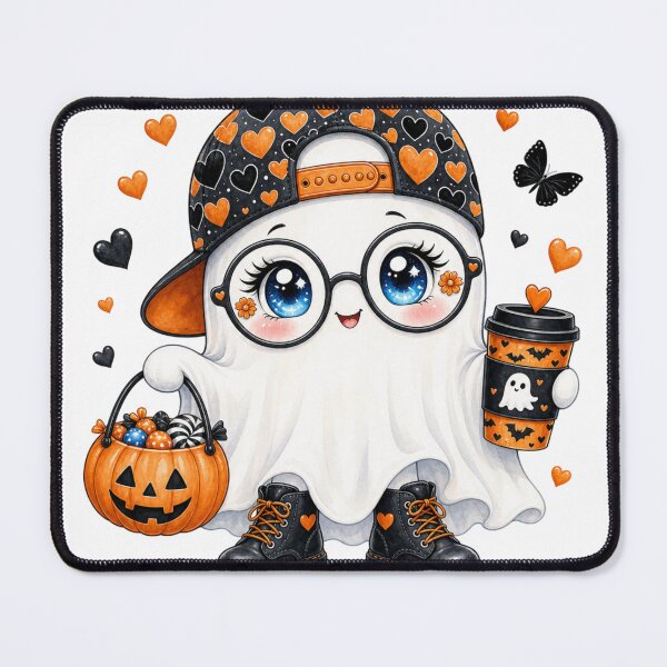 Item preview, Cute Halloween Ghost with Coffee and Pumpkin designed and sold by LinaDesign Store.