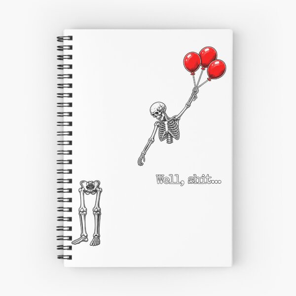 Item preview, Well Shit Funny Skeleton Flying with Red Balloons designed and sold by JanetWilli.