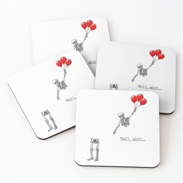 Item preview, Well Shit Funny Skeleton Flying with Red Balloons designed and sold by JanetWilli.