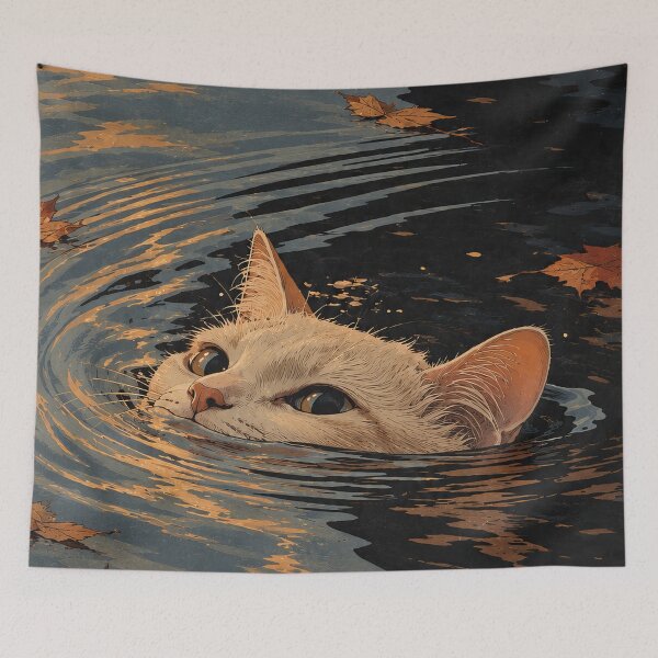 Item preview, Autumn Swim Cat designed and sold by H-Tsvetkova.