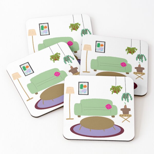 Item preview, Cozy Living Room With Hanging Houseplants designed and sold by raun.draw.