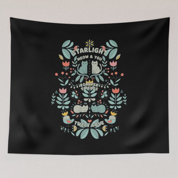 Item preview, Feline Floral Symmetry Folk Art  designed and sold by SANTIAGOISNEROS.