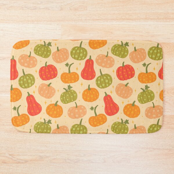 Item preview, patterned pumpkins and stars on cream background designed and sold by burbura.