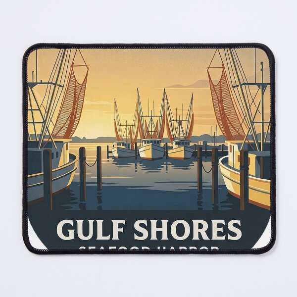 Item preview, Gulf Shores Shrimp Boat Harbor Crest Sticker - Alabama Seafood Coast designed and sold by DetourDgn.