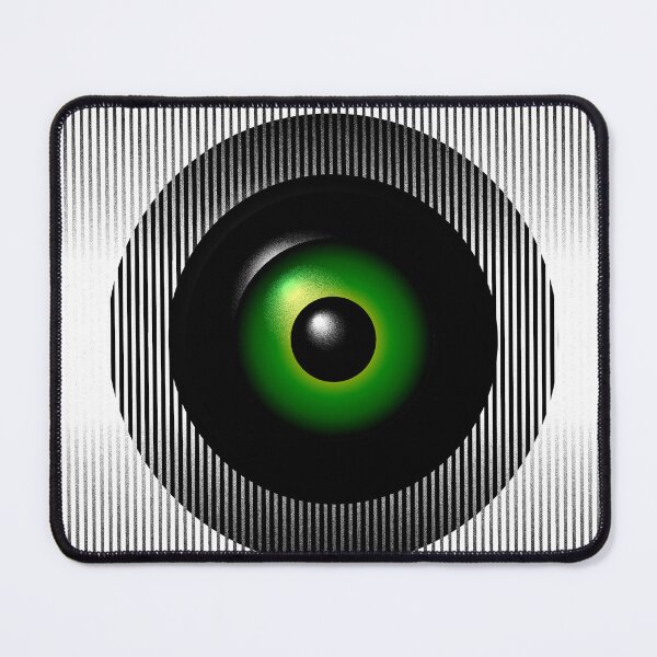 Item preview, Ocular Core – Abstract Emerald Synthetic Eye & Vertical Line Op-Art designed and sold by BrokenBill.