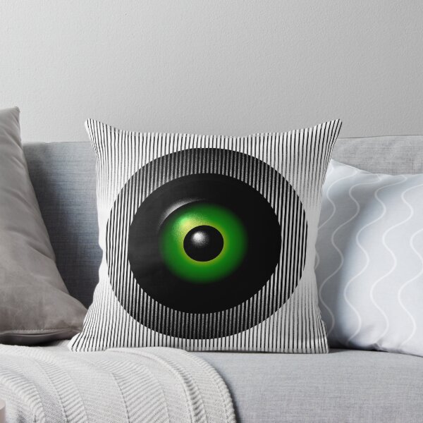 Item preview, Ocular Core – Abstract Emerald Synthetic Eye & Vertical Line Op-Art designed and sold by BrokenBill.