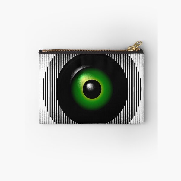 Item preview, Ocular Core – Abstract Emerald Synthetic Eye & Vertical Line Op-Art designed and sold by BrokenBill.