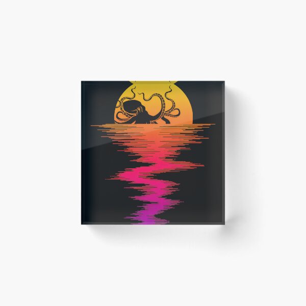 Item preview, Octopus Sunset Reflection Art designed and sold by YarningsandYear.