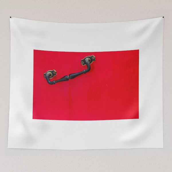 Item preview, Bright Red Door With Classic Black Handle Set Against Clean Exterior Wall designed and sold by Nmallia.