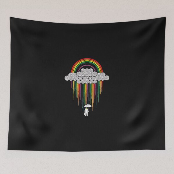 Item preview, Astronaut Rainbow Cloud Abstract Rain Art designed and sold by YarningsandYear.