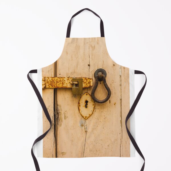 Item preview, Old Rustic Padlock and Latch on Weathered Beige Wooden Door with Keyhole Plate designed and sold by Nmallia.