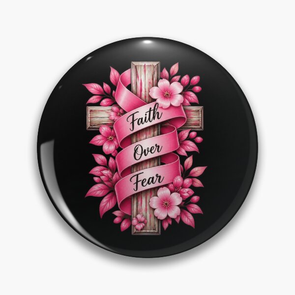 Item preview, Faith Over Fear Breast Cancer Ribbon Christian Cross Pink designed and sold by haitrieuic96.