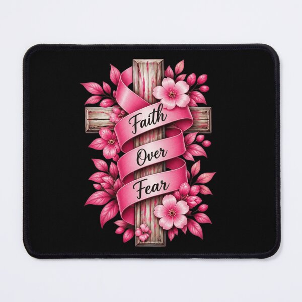 Item preview, Faith Over Fear Breast Cancer Ribbon Christian Cross Pink designed and sold by haitrieuic96.